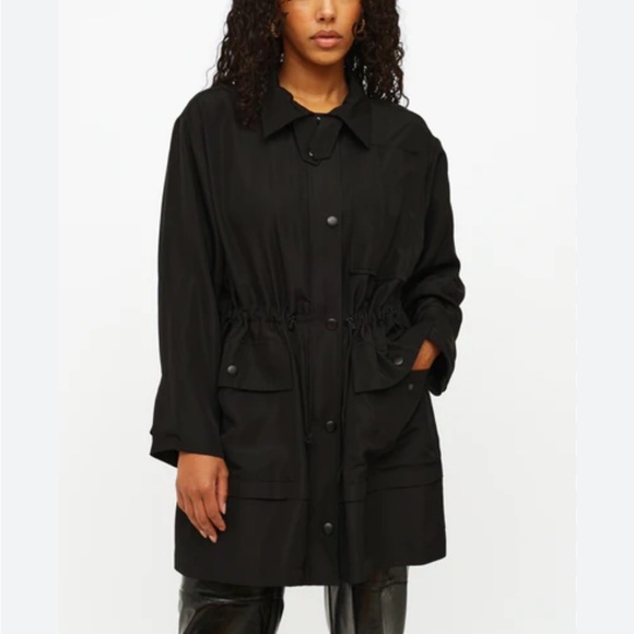 Vintage Anne Klein Silk Utility Trench Coat Jacket - Picture 6 of 6